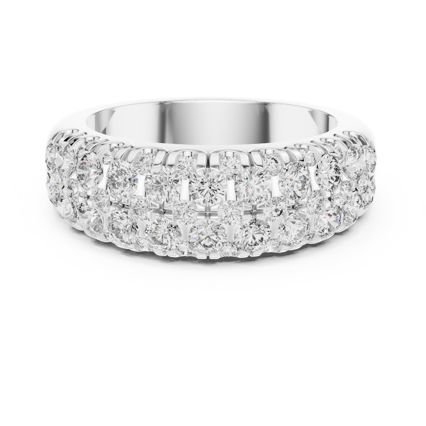 Multi Row Pave Round Lab Grown Diamond Wedding Band