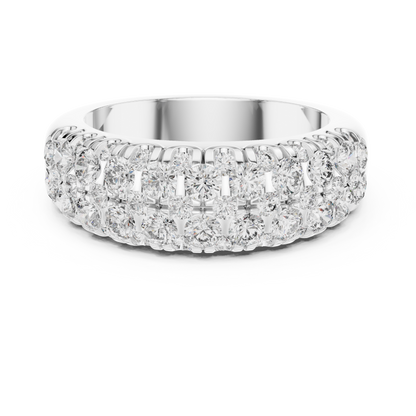 Multi Row Pave Round Lab Grown Diamond Wedding Band