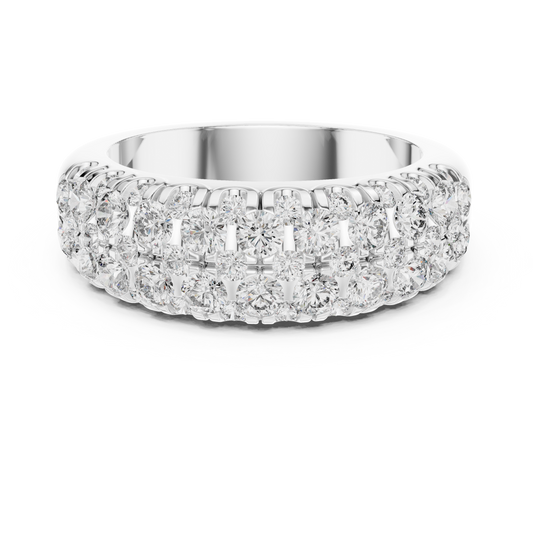 Multi Row Pave Round Lab Grown Diamond Wedding Band