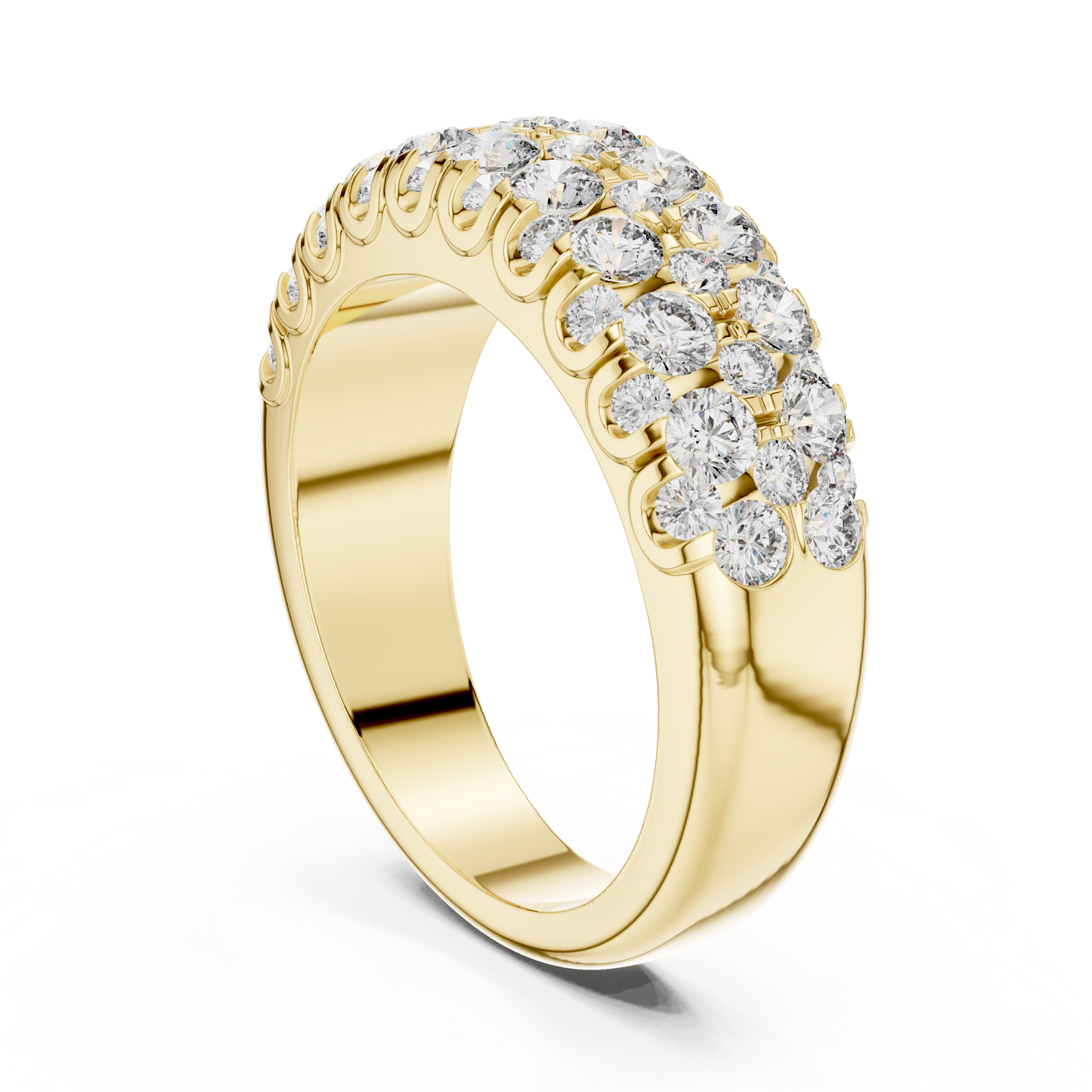 Multi Row Pave Round Lab Grown Diamond Wedding Band