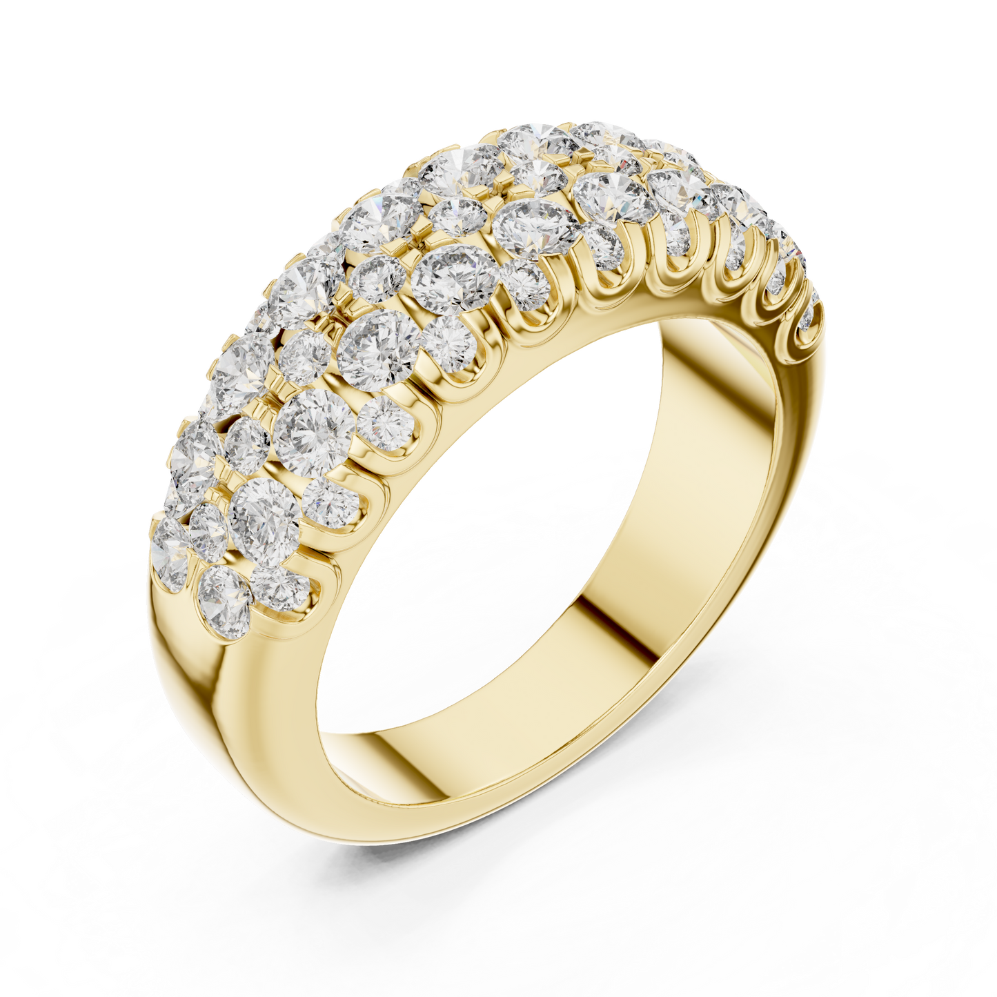 Multi Row Pave Round Lab Grown Diamond Wedding Band