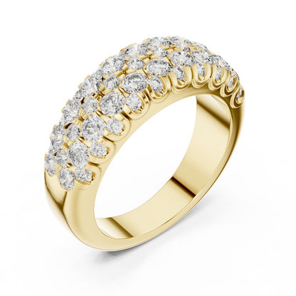 Multi Row Pave Round Lab Grown Diamond Wedding Band