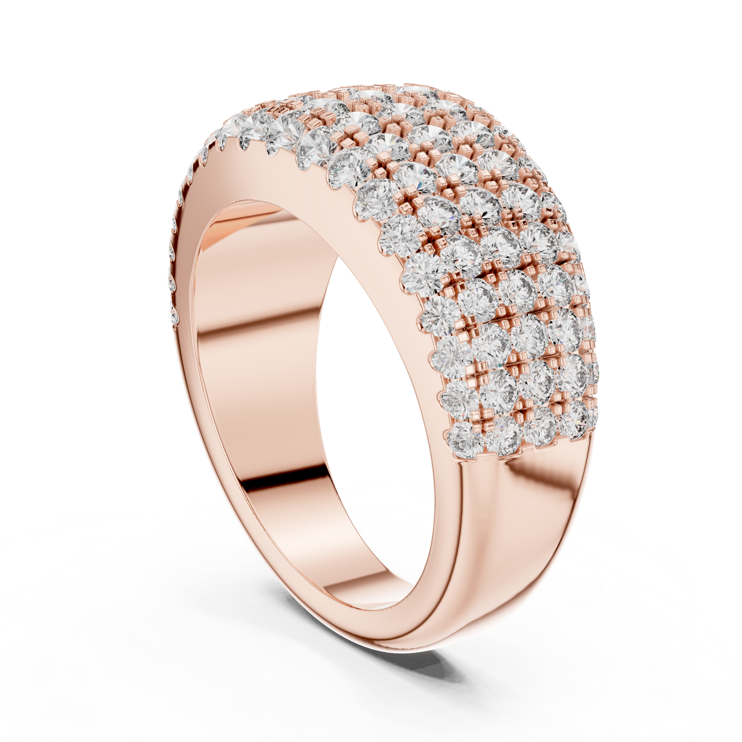 Five Row Pave Round Lab Grown Diamond Wedding Band