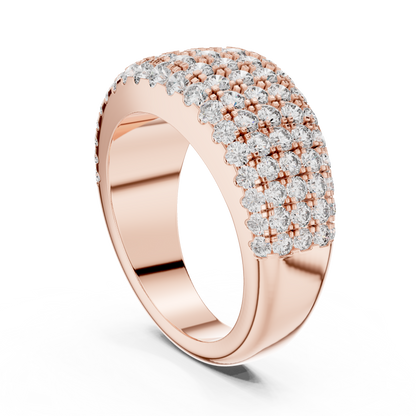Five Row Pave Round Lab Grown Diamond Wedding Band