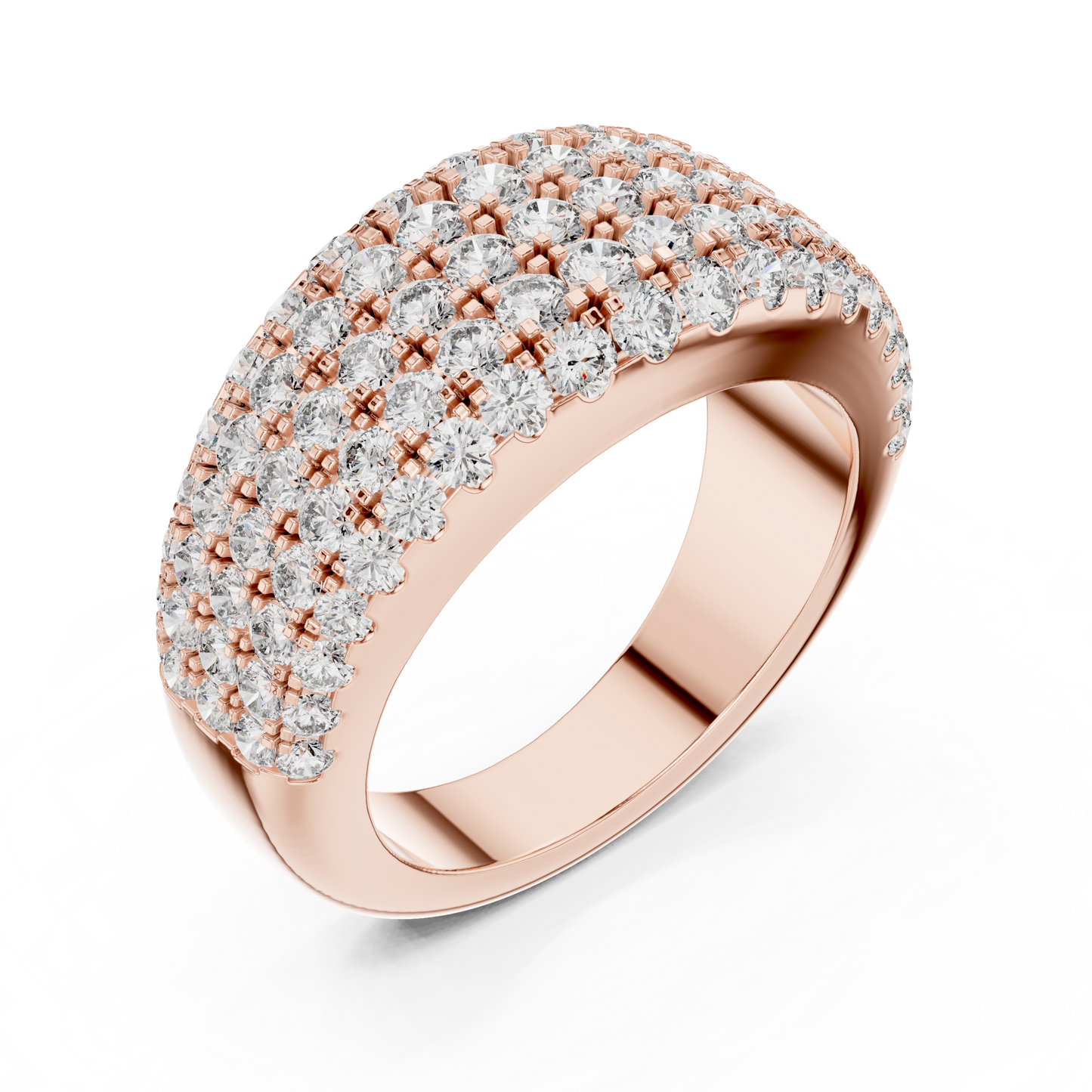 Five Row Pave Round Lab Grown Diamond Wedding Band