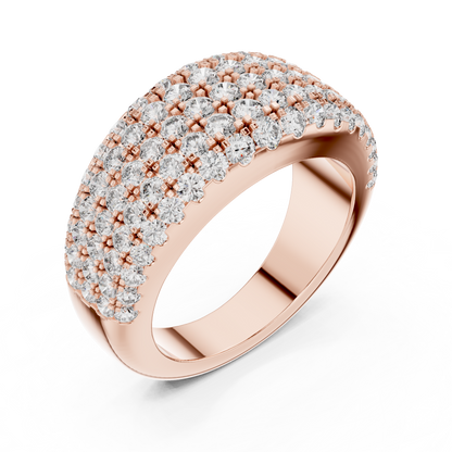 Five Row Pave Round Lab Grown Diamond Wedding Band