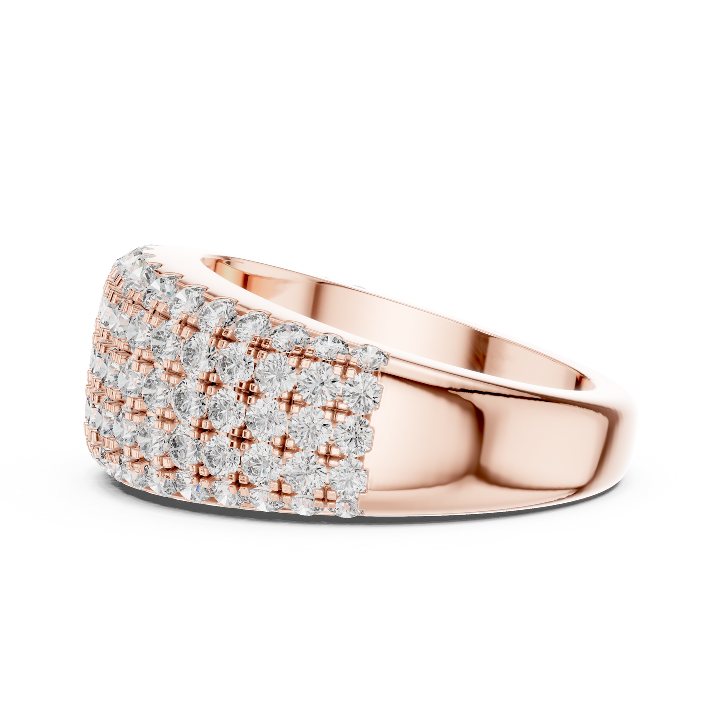 Five Row Pave Round Lab Grown Diamond Wedding Band