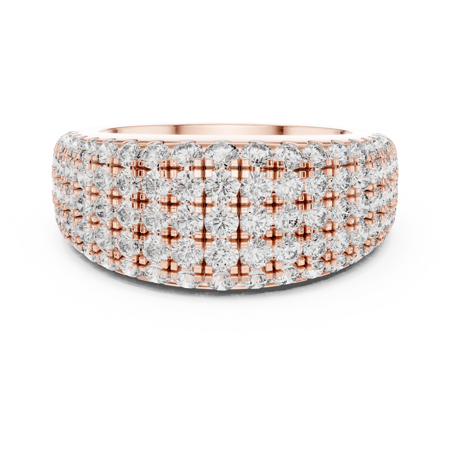 Five Row Pave Round Lab Grown Diamond Wedding Band