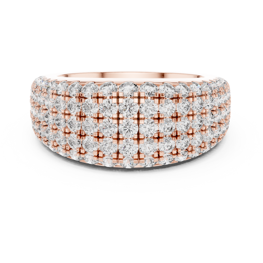 Five Row Pave Round Lab Grown Diamond Wedding Band