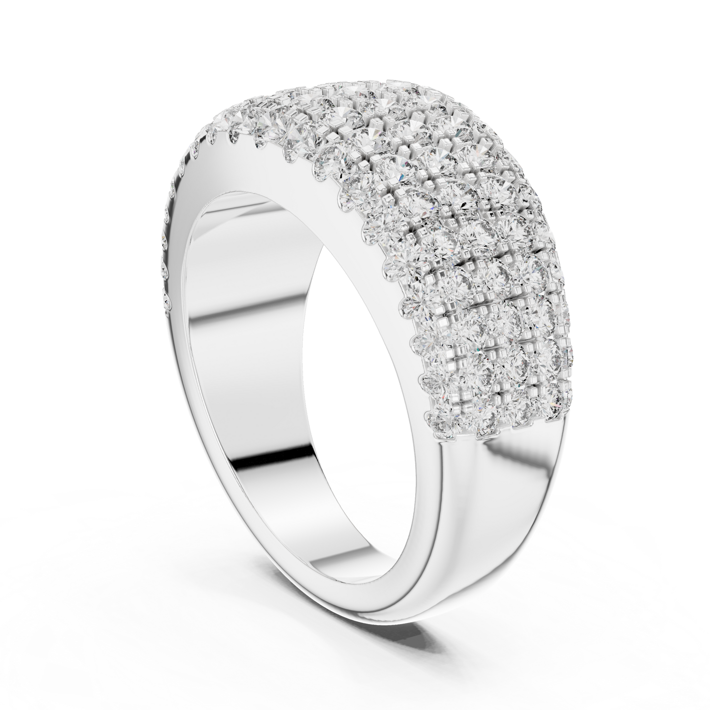 Five Row Pave Round Lab Grown Diamond Wedding Band