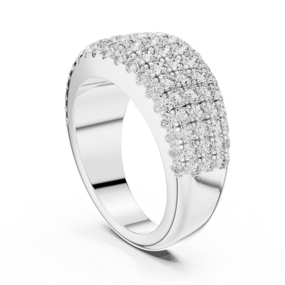 Five Row Pave Round Lab Grown Diamond Wedding Band