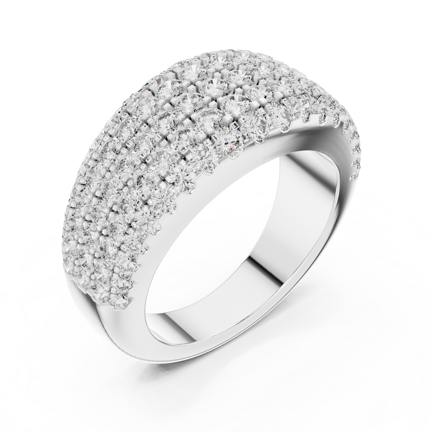 Five Row Pave Round Lab Grown Diamond Wedding Band