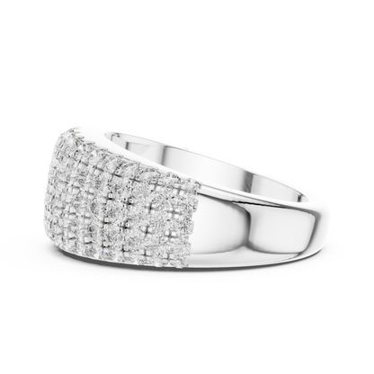 Five Row Pave Round Lab Grown Diamond Wedding Band