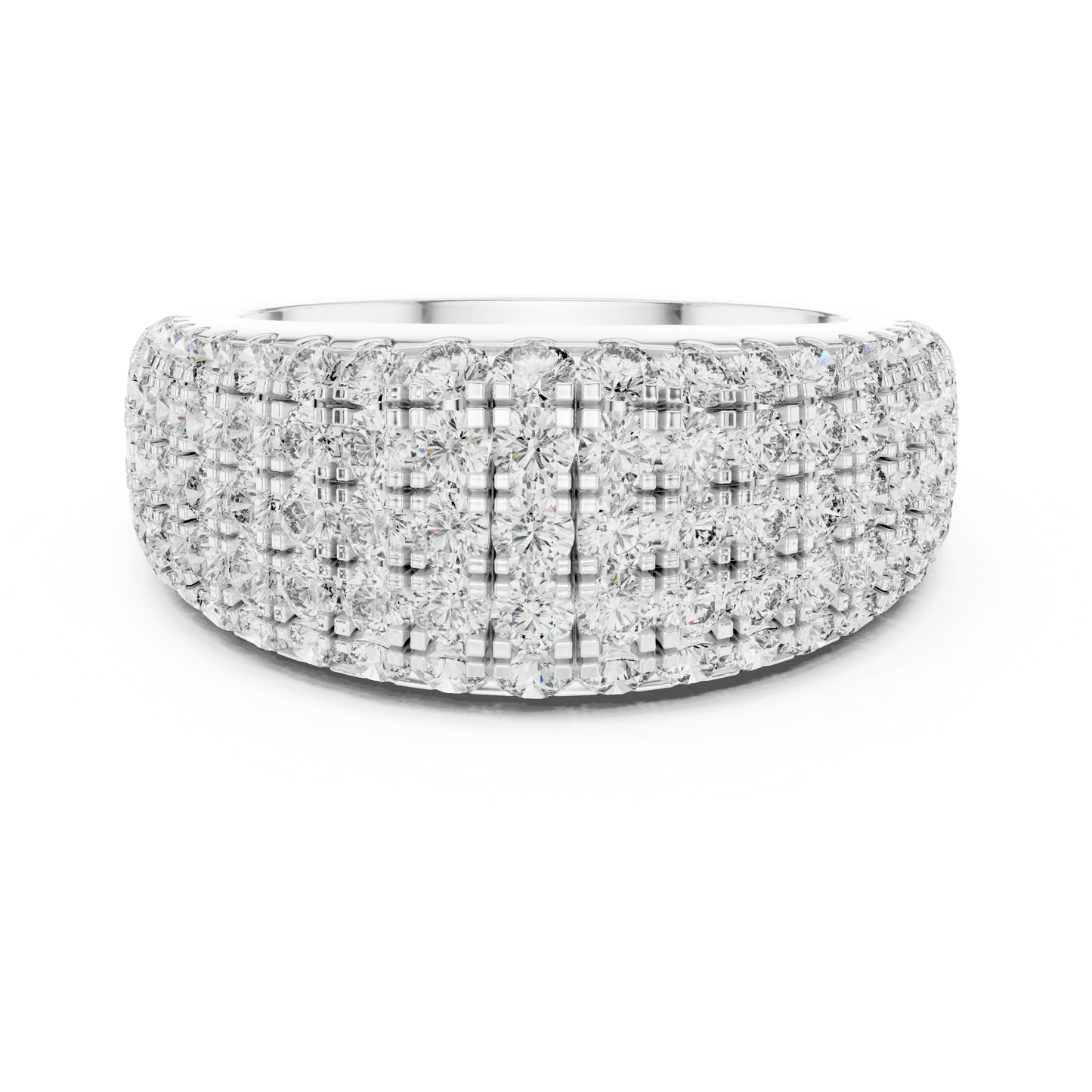 Five Row Pave Round Lab Grown Diamond Wedding Band