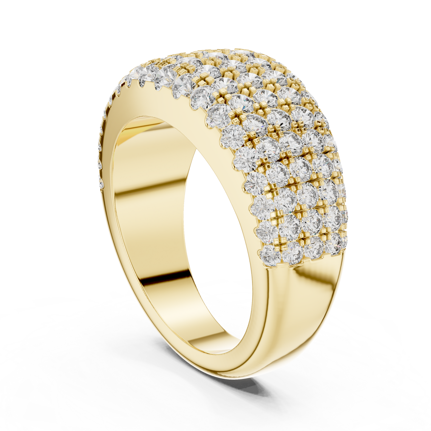 Five Row Pave Round Lab Grown Diamond Wedding Band