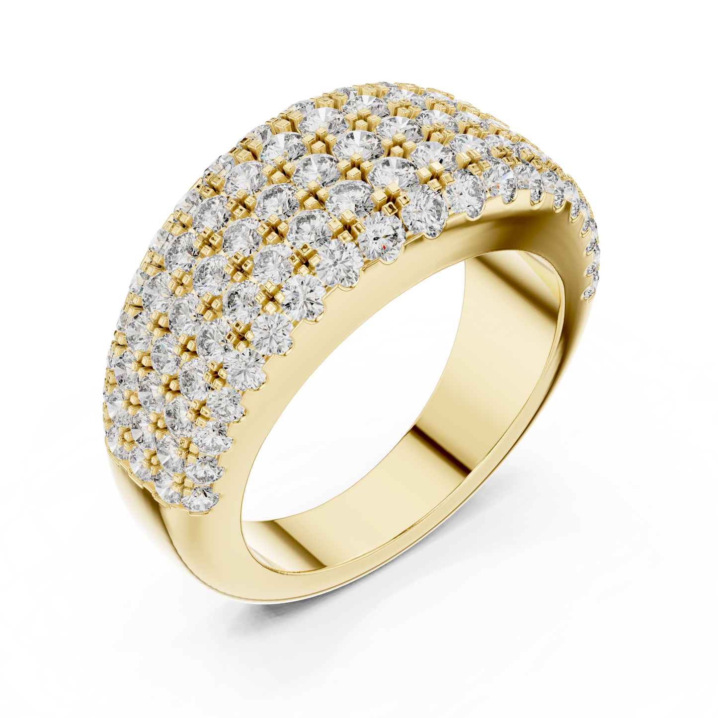 Five Row Pave Round Lab Grown Diamond Wedding Band