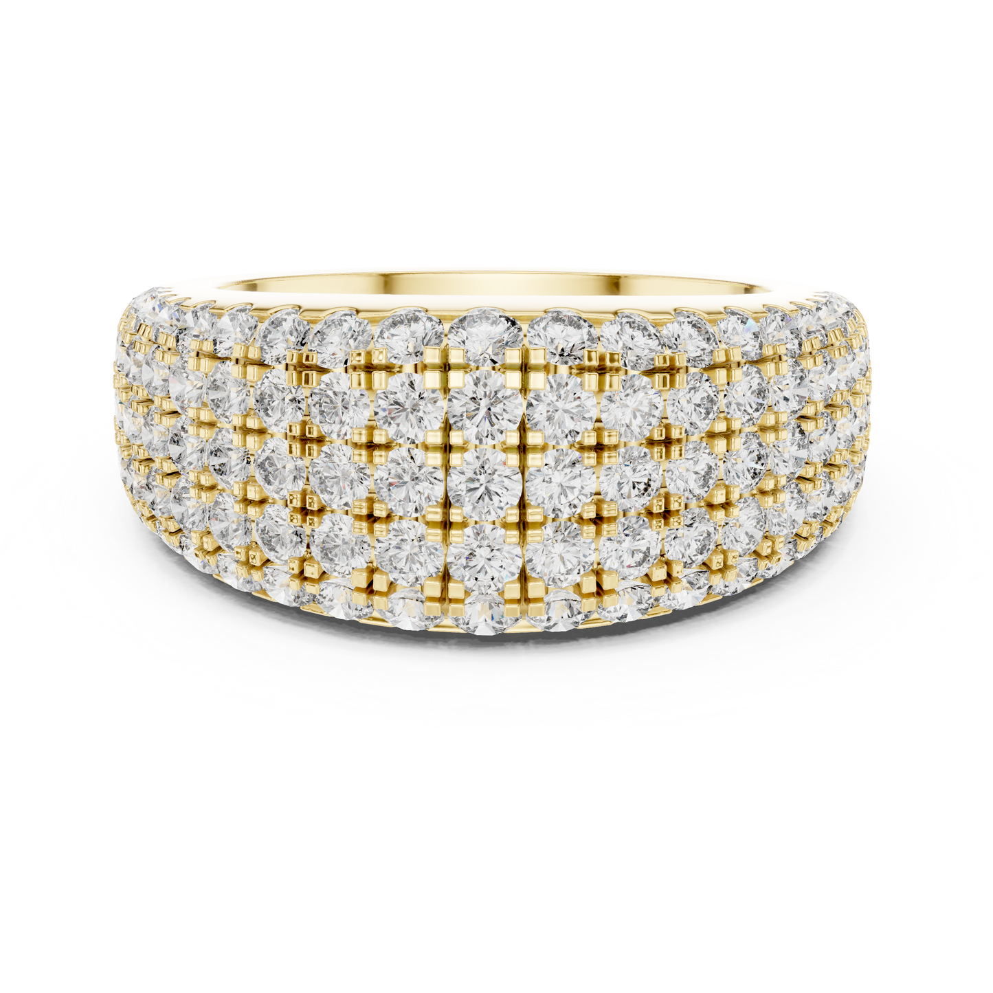 Five Row Pave Round Lab Grown Diamond Wedding Band