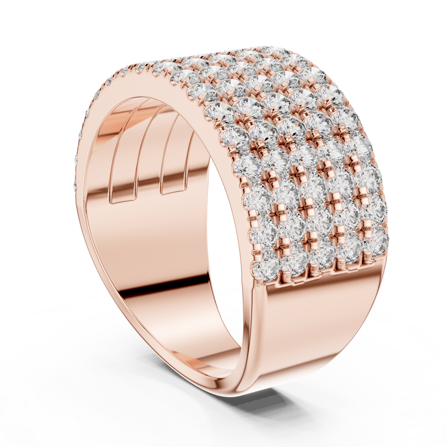 Yellow Gold Wide Pave Round Lab Grown Diamond Wedding Band