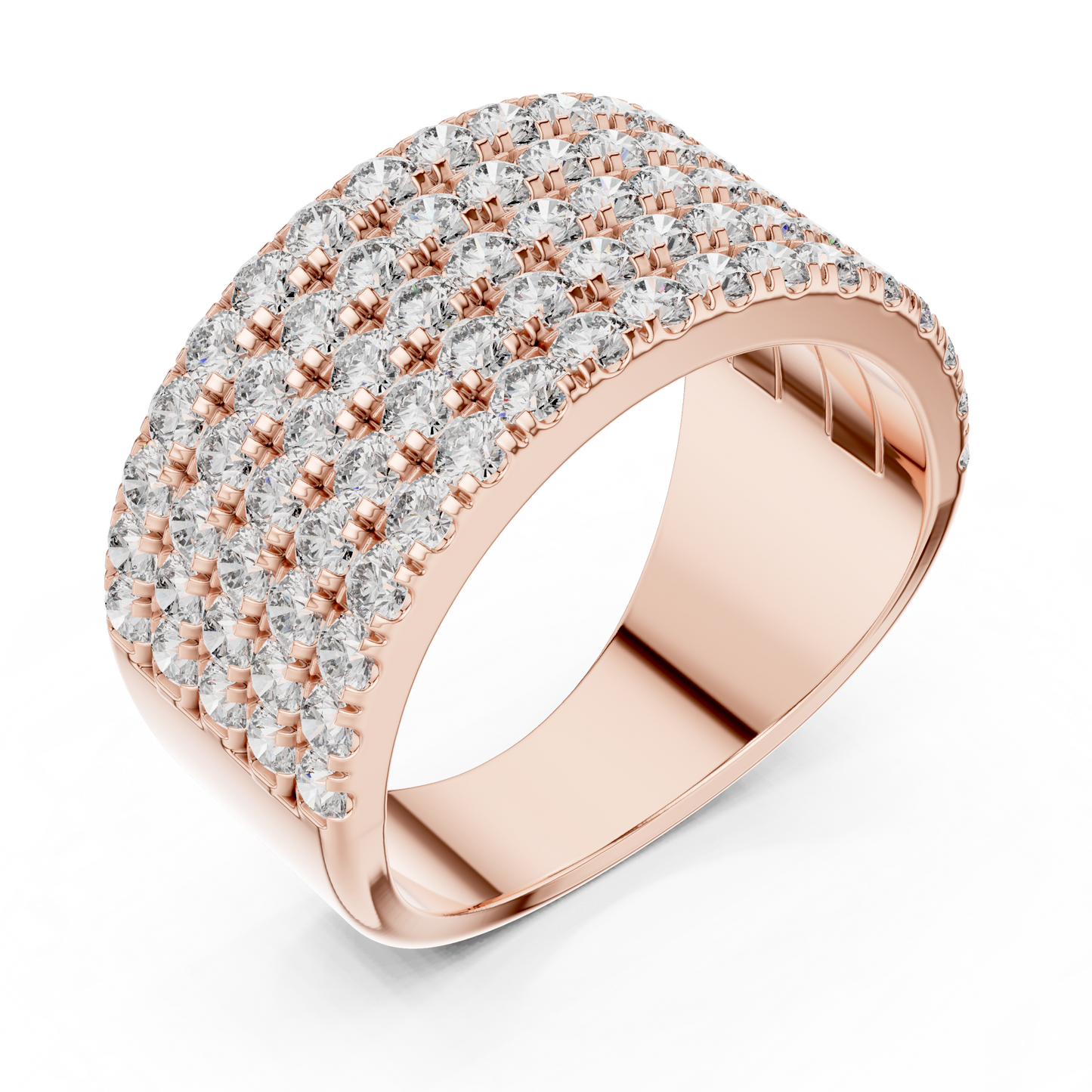 Yellow Gold Wide Pave Round Lab Grown Diamond Wedding Band