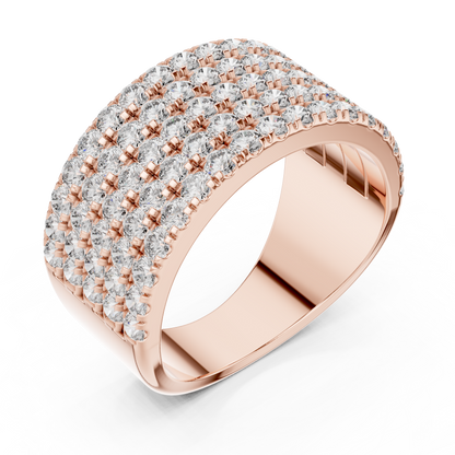 Yellow Gold Wide Pave Round Lab Grown Diamond Wedding Band