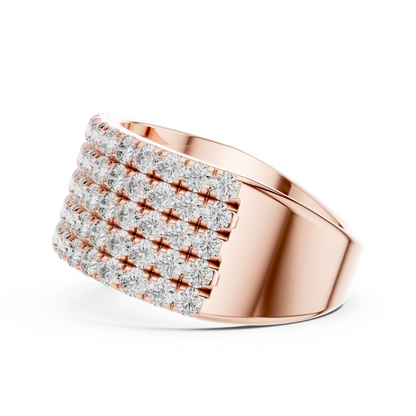 Yellow Gold Wide Pave Round Lab Grown Diamond Wedding Band