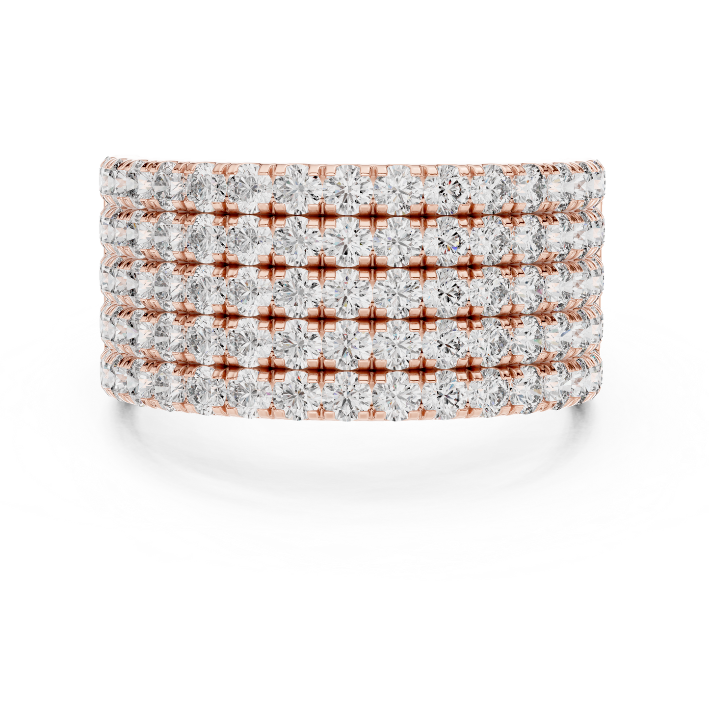Yellow Gold Wide Pave Round Lab Grown Diamond Wedding Band