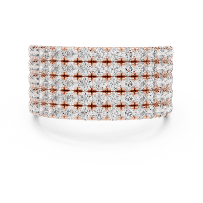 Yellow Gold Wide Pave Round Lab Grown Diamond Wedding Band
