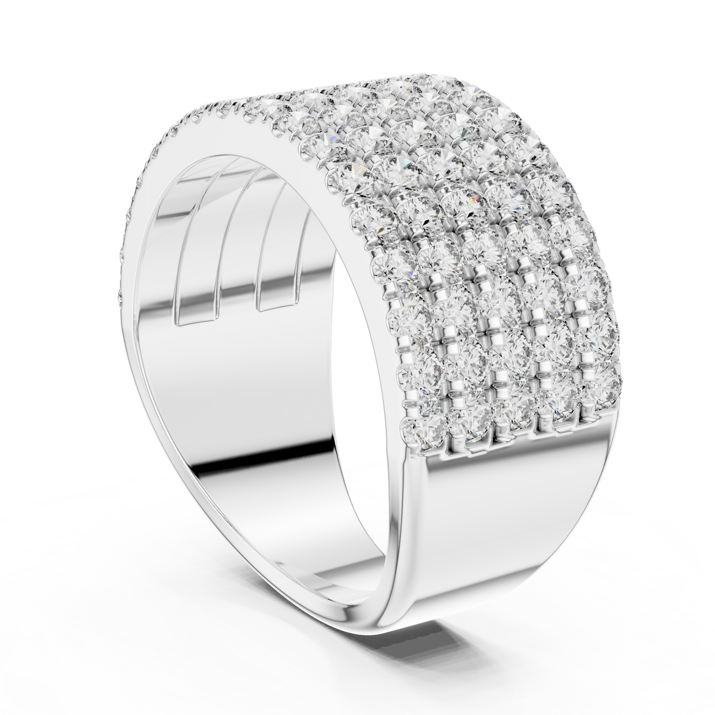 Yellow Gold Wide Pave Round Lab Grown Diamond Wedding Band