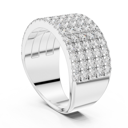 Yellow Gold Wide Pave Round Lab Grown Diamond Wedding Band