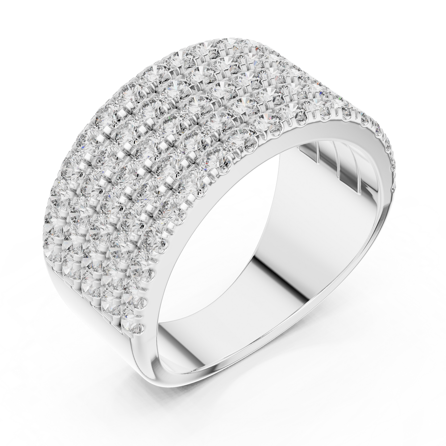 Yellow Gold Wide Pave Round Lab Grown Diamond Wedding Band