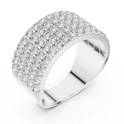 Yellow Gold Wide Pave Round Lab Grown Diamond Wedding Band