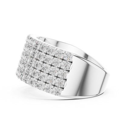 Yellow Gold Wide Pave Round Lab Grown Diamond Wedding Band