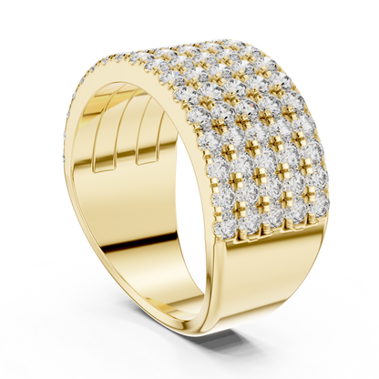 Yellow Gold Wide Pave Round Lab Grown Diamond Wedding Band