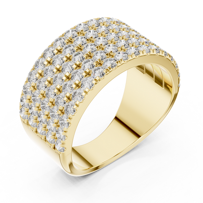 Yellow Gold Wide Pave Round Lab Grown Diamond Wedding Band