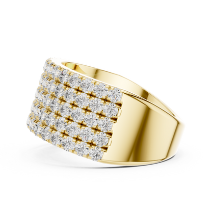Yellow Gold Wide Pave Round Lab Grown Diamond Wedding Band