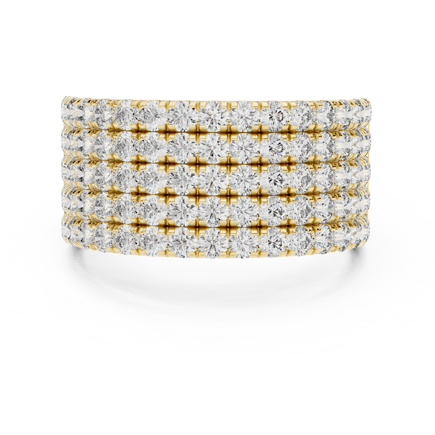 Yellow Gold Wide Pave Round Lab Grown Diamond Wedding Band