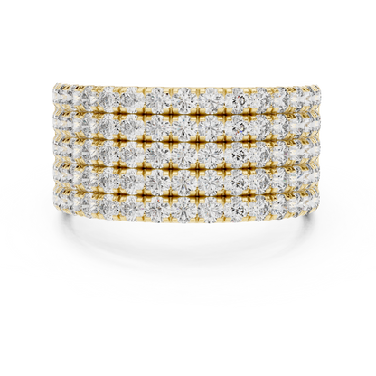 Yellow Gold Wide Pave Round Lab Grown Diamond Wedding Band