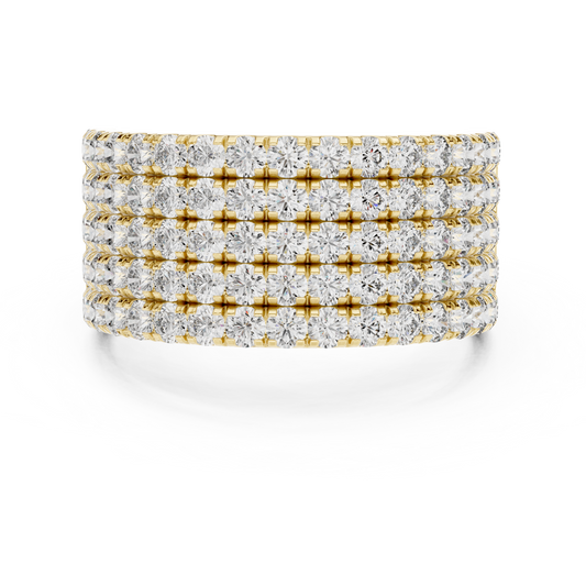 Yellow Gold Wide Pave Round Lab Grown Diamond Wedding Band