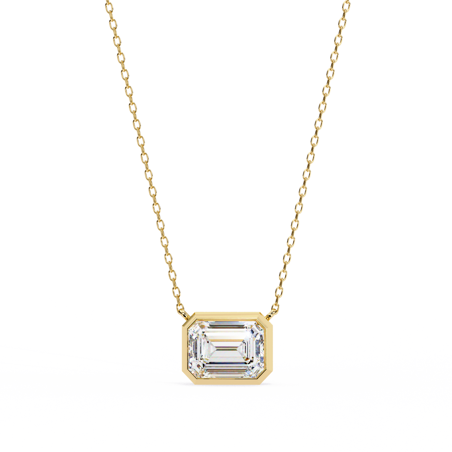 2.05 CT Emerald Cut Lab Grown Diamond Bezel Pendant