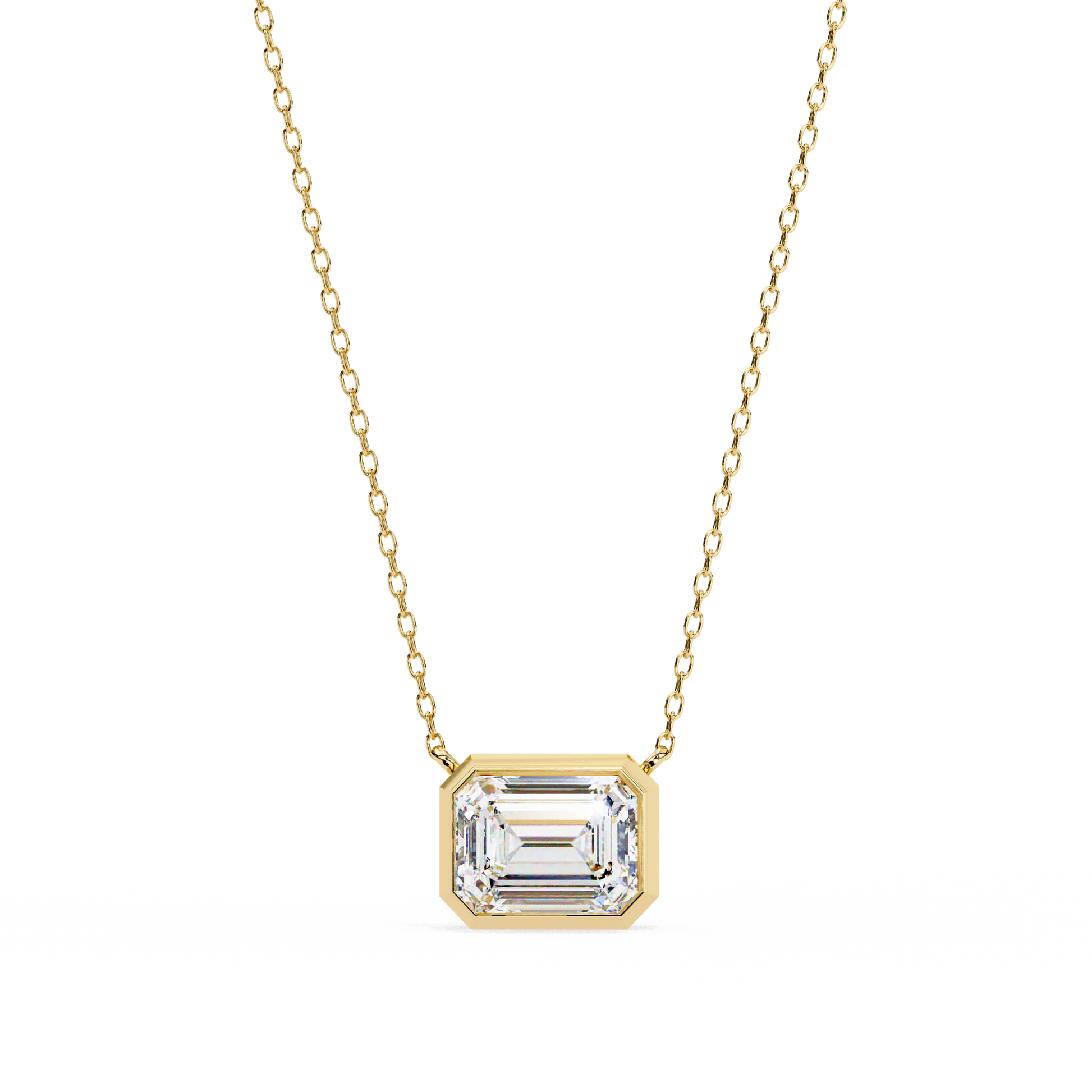 2.05 CT Emerald Cut Lab Grown Diamond Bezel Pendant