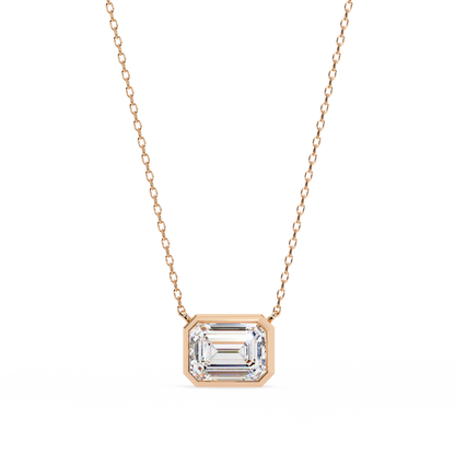 2.05 CT Emerald Cut Lab Grown Diamond Bezel Pendant