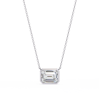 2.05 CT Emerald Cut Lab Grown Diamond Bezel Pendant