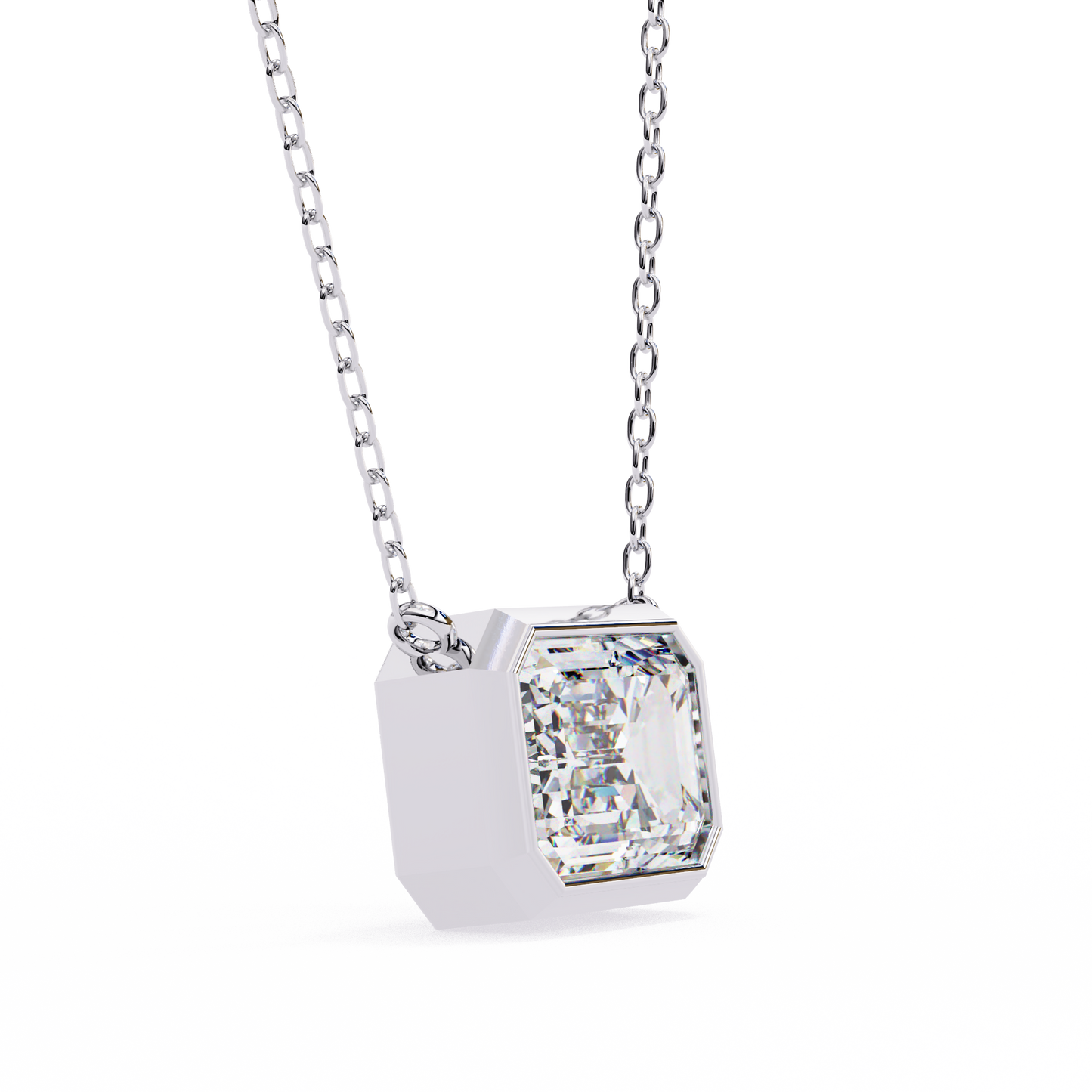 2.05 CT Emerald Cut Lab Grown Diamond Bezel Pendant