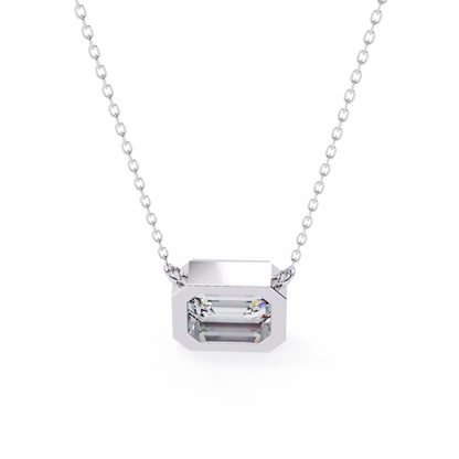 2.05 CT Emerald Cut Lab Grown Diamond Bezel Pendant