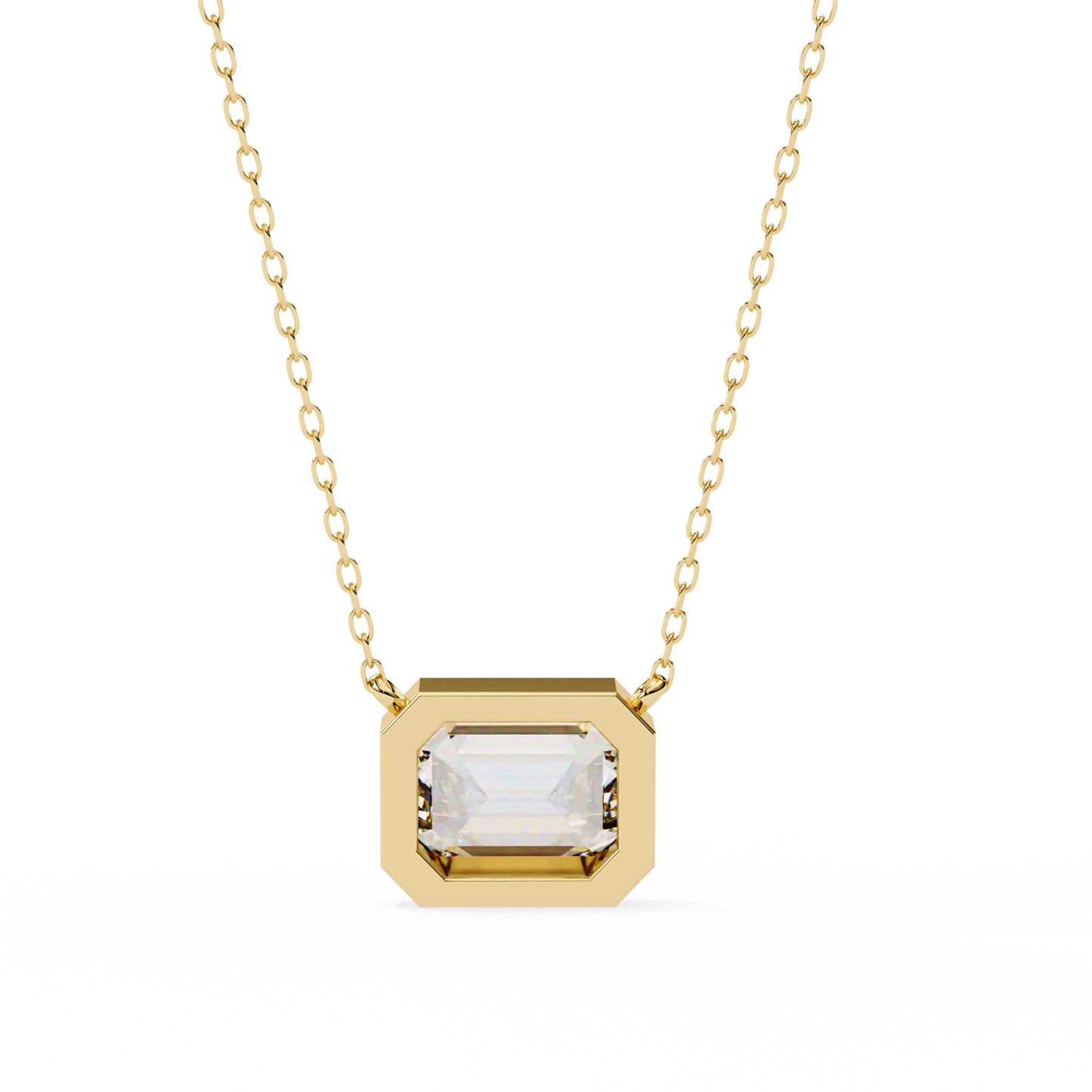 2.05 CT Emerald Cut Lab Grown Diamond Bezel Pendant