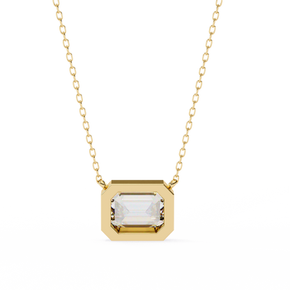 2.05 CT Emerald Cut Lab Grown Diamond Bezel Pendant