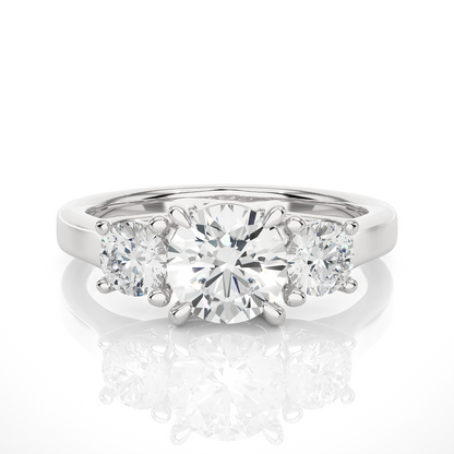 1.90 Ct Round Cut Lab Grown Diamond Three Stone Engagement Ring