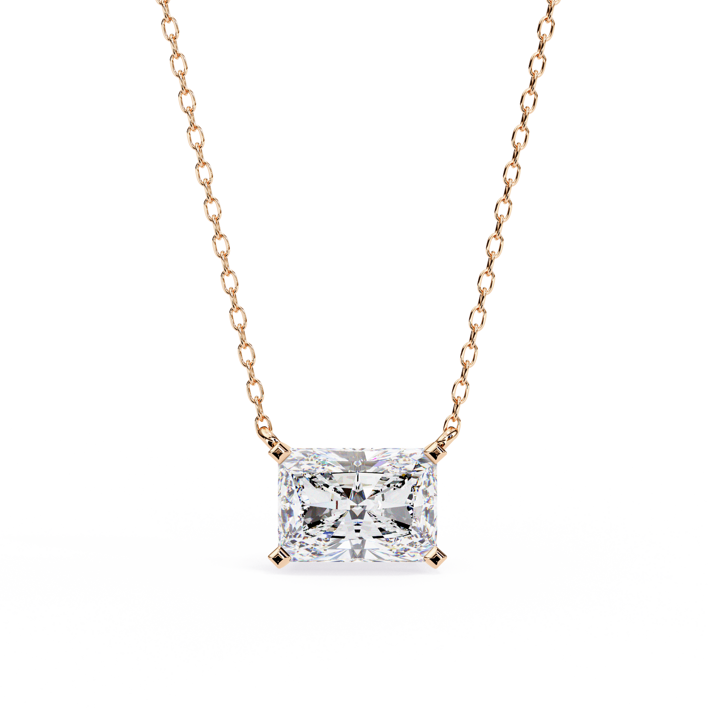 1.95 CT Radiant Cut Lab Grown Diamond Four Prong Pendant