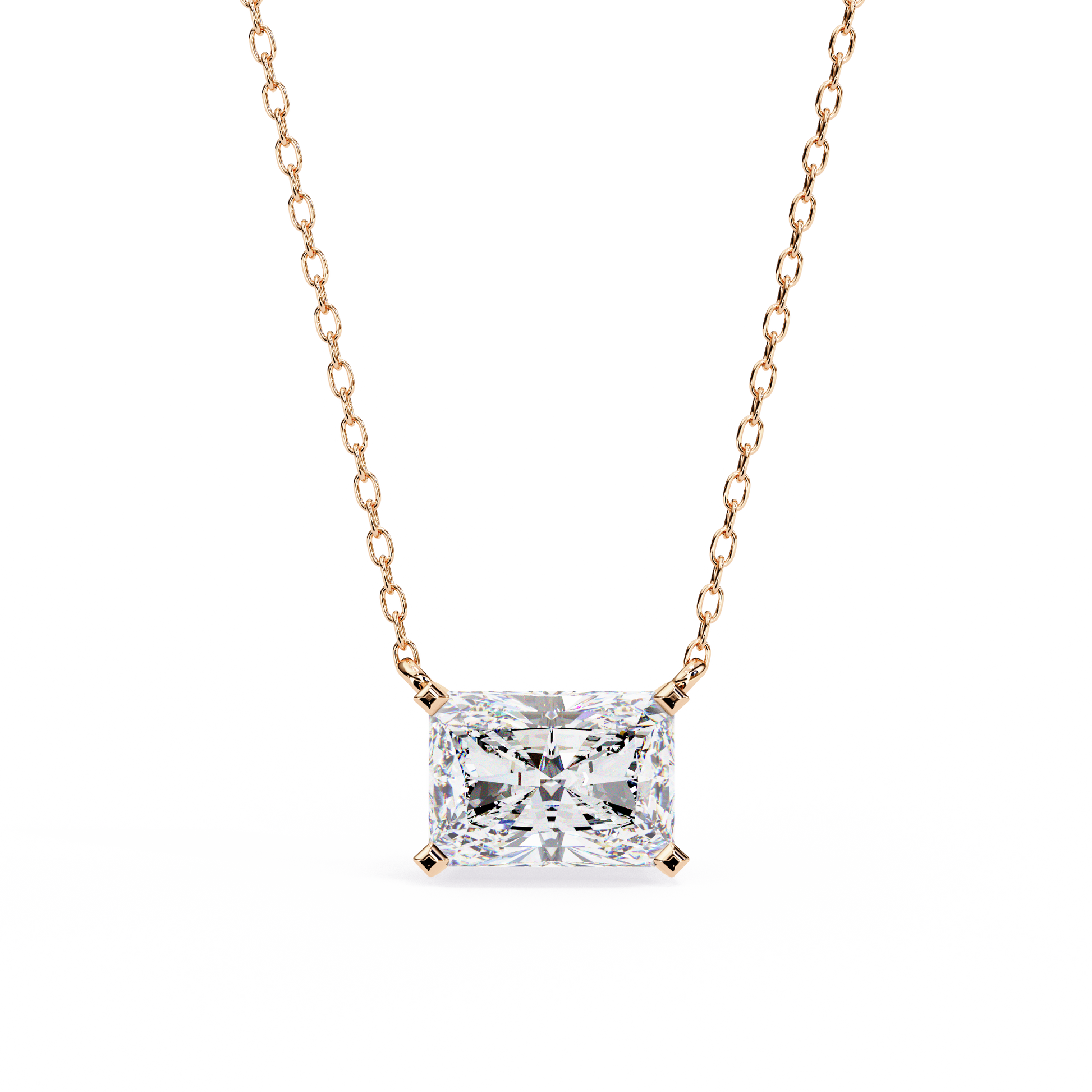 1.95 CT Radiant Cut Lab Grown Diamond Four Prong Pendant