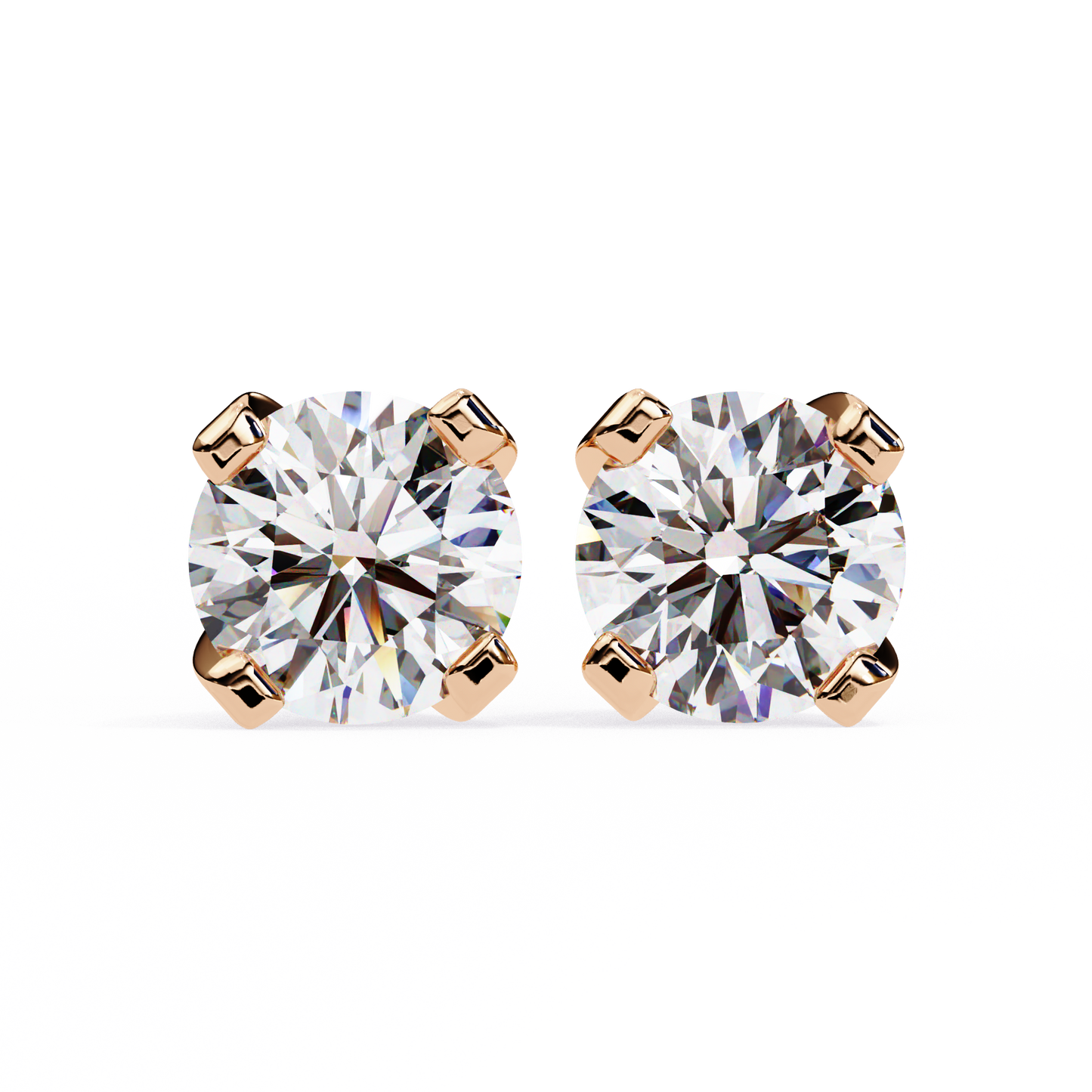 1.29 Ct Round Cut Lab Grown Diamond White Gold Stud Earring